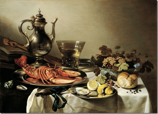 Pieter_Claesz_-_Tafel_mit_Hummer,_Silberkanne,_großem_Berkemeyer,_Früchteschale,_Violine_und_Büchern