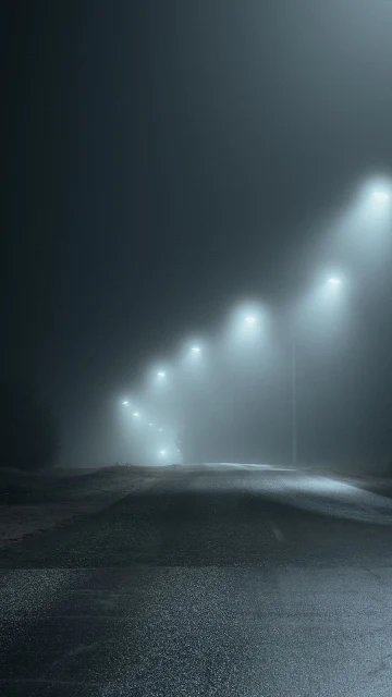 Free Night, Road, Fog, Lights, Dark Wallpaper