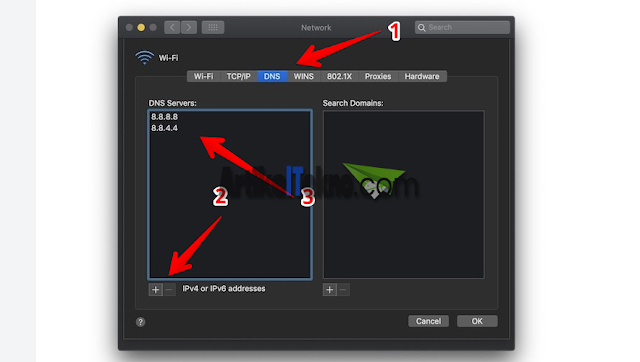 Mengisi dan mengedit DNS pada Mac OS