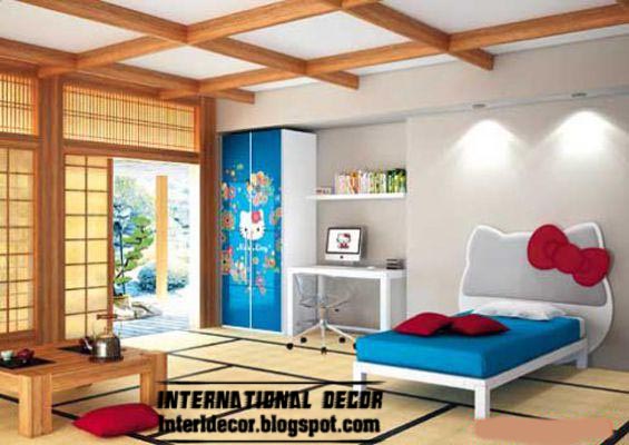 hello kitty bedroom themes and furniture style for modern girls room with coffered ceiling