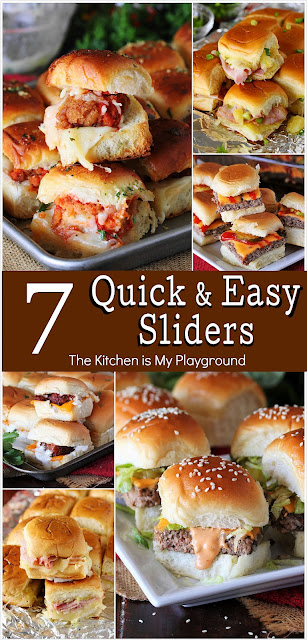 7 Quick & Easy Slider Recipes ~ Looking for game day or party food ideas? Look no further than these 7 quick & easy slider recipes that are sure to please! While these party-favorite sandwiches may be little, they deliver up big flavor in every bite. www.thekitchenismyplayground.com