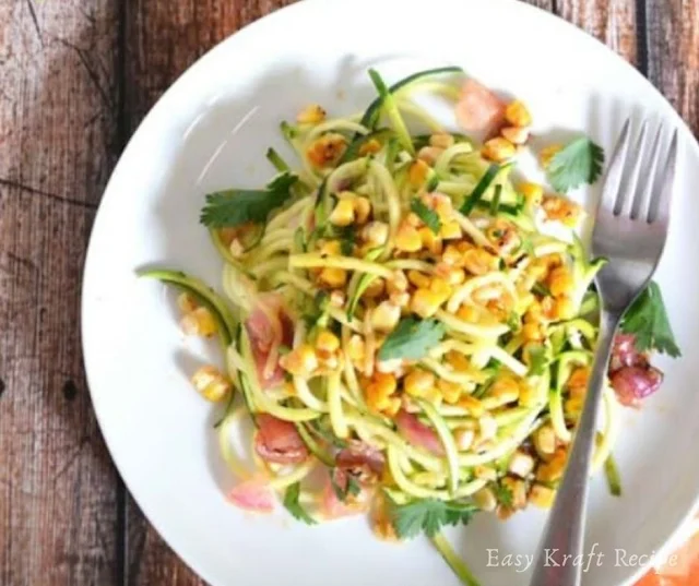 ROASTED CORN AND ZUCCHINI SALAD WITH CHILI LIME VINAIGRETTE