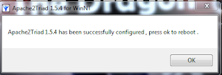 Proses terakhir instalasi Apache2Triad