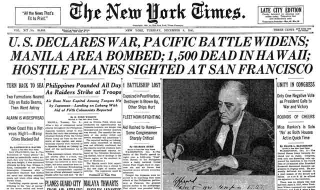 New York Times, 9 December 1941 worldwartwo.filminspector.com