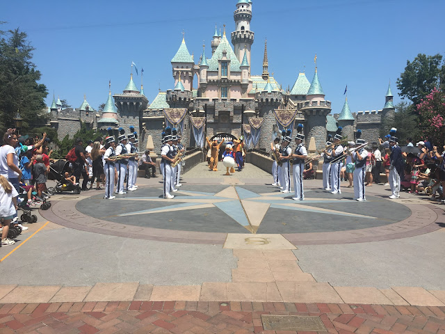 Disney Characters and the Disneyland Band In Front Of Sleeping Beauty Castle Disneyland