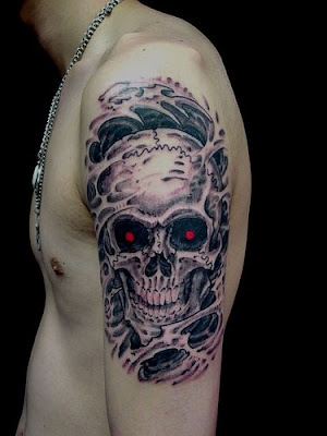 arm skull men tattoo body design