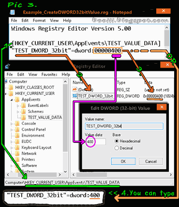 Create DWORD (32bit) Value with notepad
