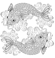 printable,coloring page,for every zodiac sign,anti-stress,astrology,free,Pisces,