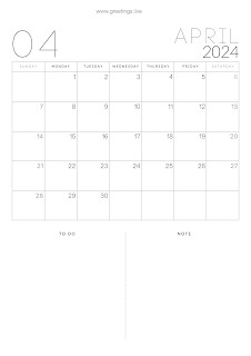 A well-organized calendar for April 2024 with space for a to-do list and notes, ideal for busy schedules.