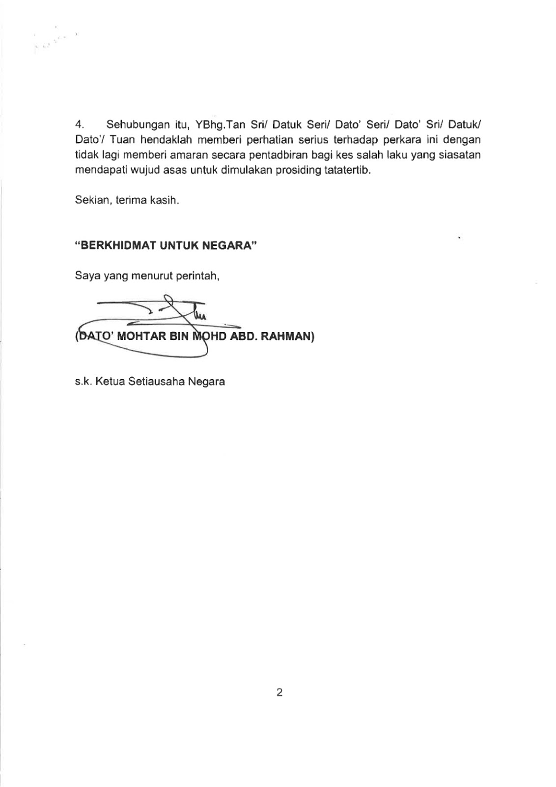 Contoh Surat Amaran 1