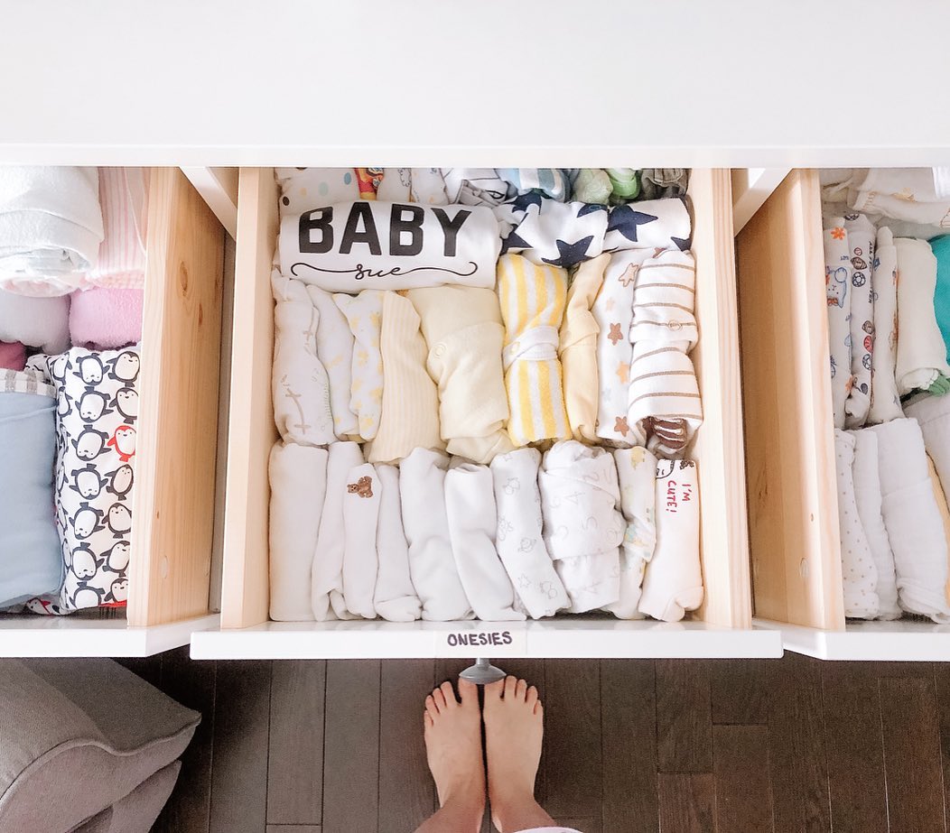 Our Baby Nursery Room Reveal - organize baby wardrobe marie kondo