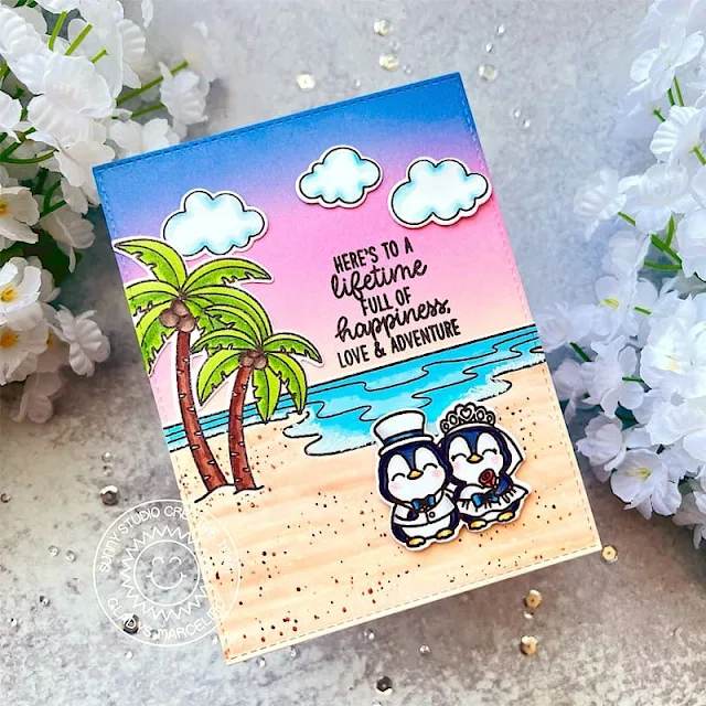 Sunny Studio Stamps: Ocean View Summer Themed Card by Gladys Marcelino (featuring Wedded Bliss, Inside Greetings)