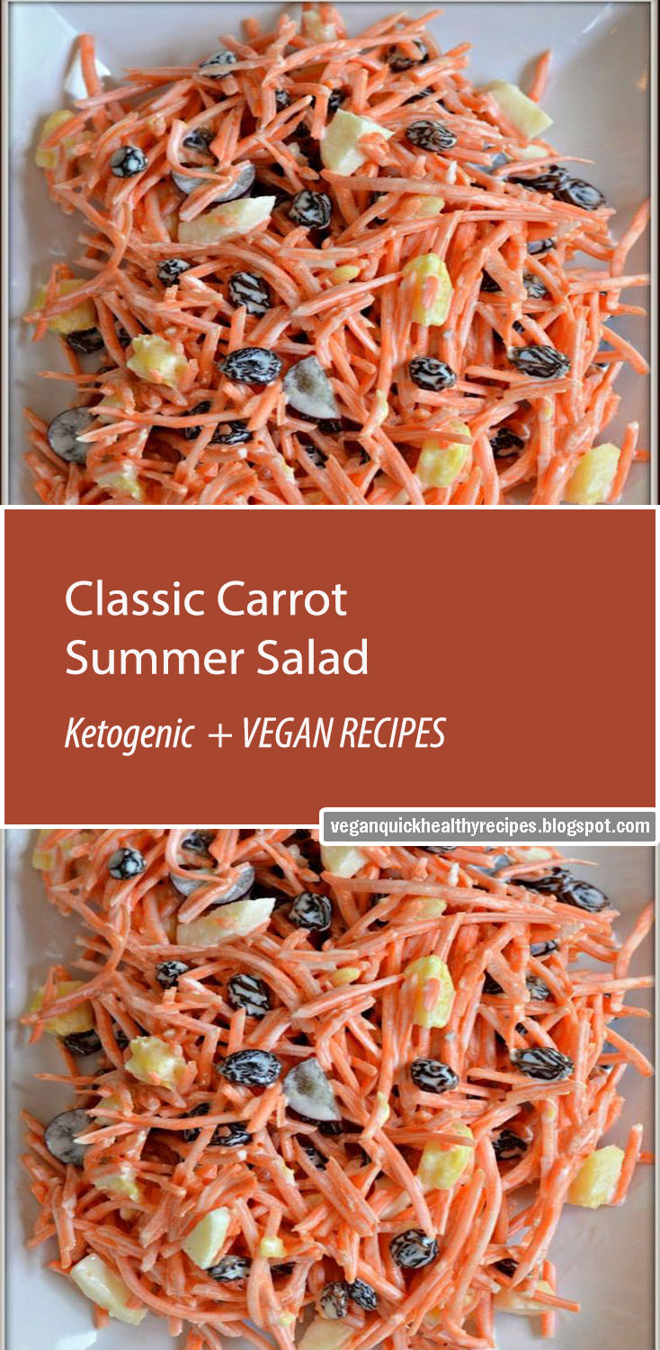 A twist on the traditional Classic Carrot Salad. A delicious blend of shredded carrots, plump raisins, apples, mayo and yogurt and a little added surprise.