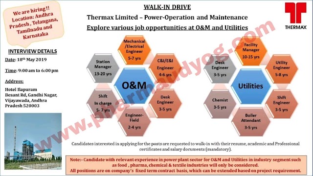 Thermal | Walk-in interview for Utilities/Maintenance | 18th May 2019 | Vijayawada