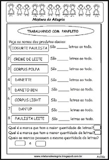 Atividade com panfleto sala de aula