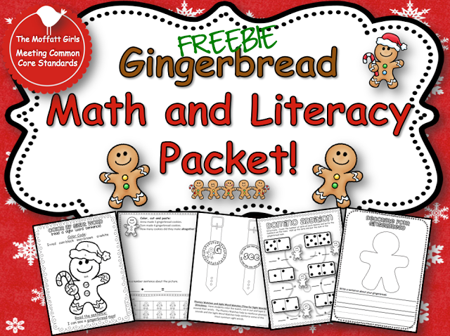  Gingerbread Math and Literacy FREEBIE from The Moffatt Girls!