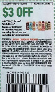 $3.00/2 Garnier Whole Blends Shampoo, Conditioner, or Treatment Products – 3-17-19 RMN (exp 03/30)(Limit 2)