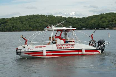 The newest Fire Boat, partially funded by Atlantis Island Condos, is docked near the ferry landing