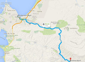 Map of the route from Monterey to Holman Ranch