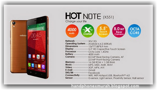 Spesifikasi Infinix Hot Note X551 Ram 2 GB 1 Jutaan  