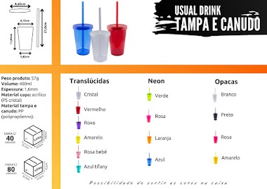 → COPO DRINK COM TAMPA E CANUDO 400ml PERSONALIZADOS