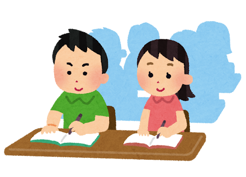 無料イラスト かわいいフリー素材集 教室で勉強をする子どもたちのイラスト