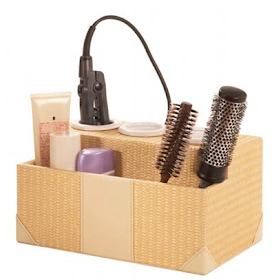 rattan holder for hair styling equipment - hair dryer, curling iron, brushes, etc.