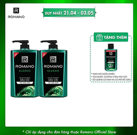 Combo 2 Dầu gội Romano hương nước hoa 650g/chai