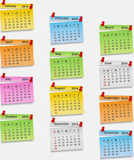 Colorful florescent HD Design of printable calendar 2014