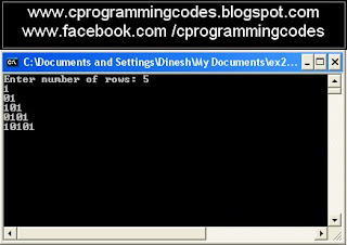 Output of 1 and 0 pyramid C program 