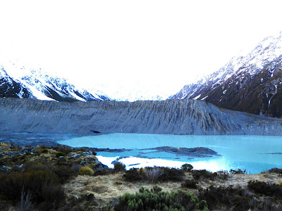 The view of Mueller Glacier and Aoraki Mt Cook Lower Peak at Kea Point