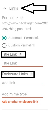 TITLE AND ENCLOSURE LINKS IN BLOGGER