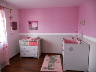 Habitación bebé blanco rosa