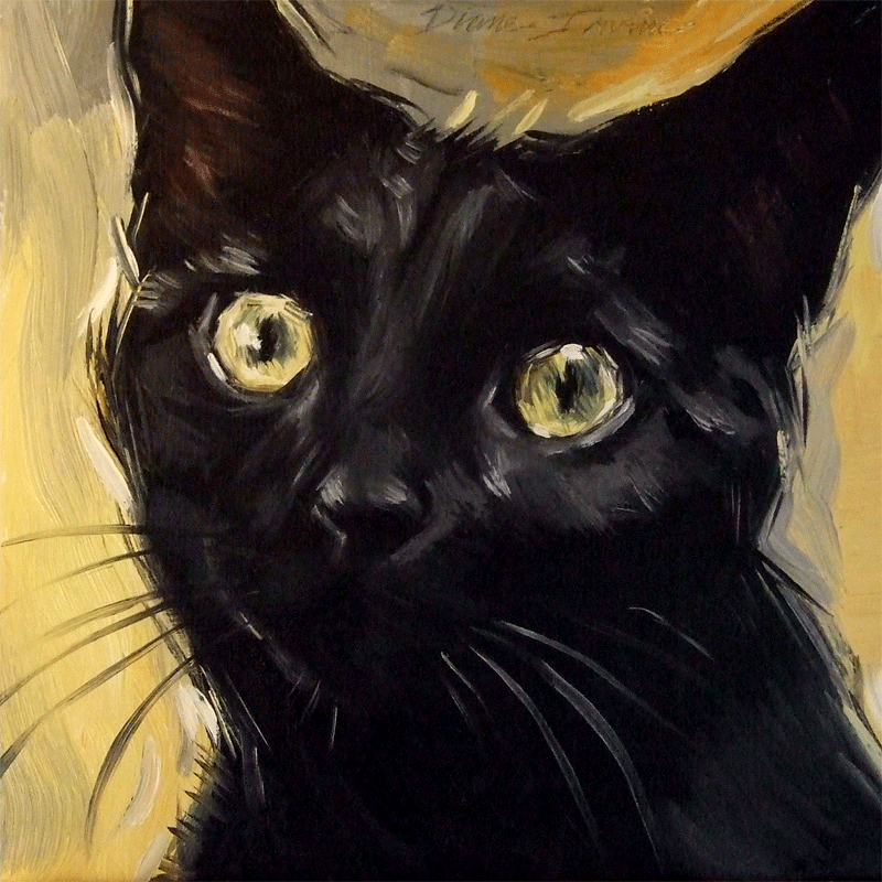 Paintings From the Parlor: Black Cat Oil Painting ...