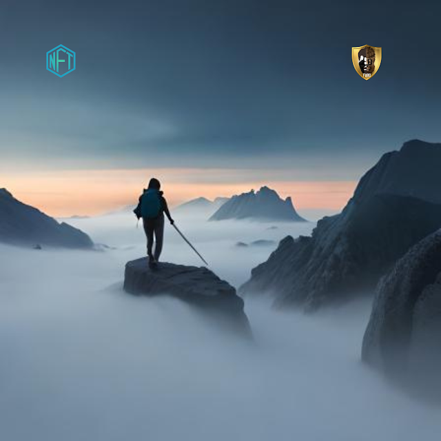 Woman hiking and looking at the mountains