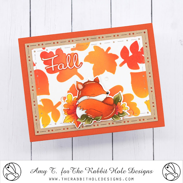 Fall Foxes Stamp and Die Set illustrated by Agota Pop, Falling Leaves Stencil, You've Been Framed - Layering Die by The Rabbit Hole Designs #therabbitholedesignsllc #therabbitholedesigns #trhd