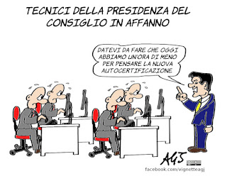 ora legale, autocertificazione, tecnici, burocrazia, quarantena, vignetta, satira