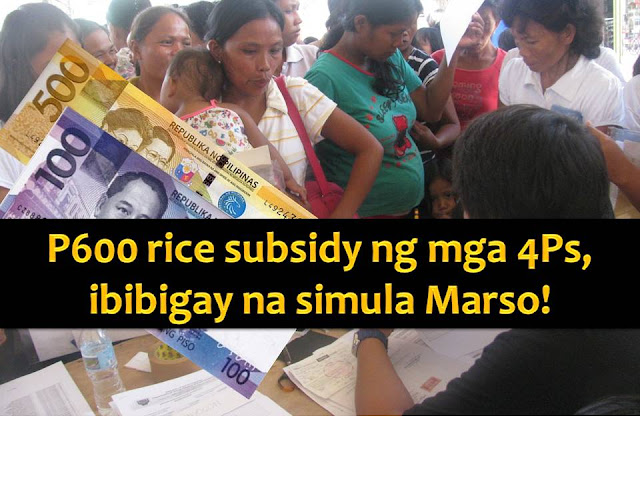 Members of Conditional Cash Transfer (CCT) or the Pantawid Pamilyang Pilipino Program (4Ps) will have another reason to rejoice this coming March.  It is because they will be receiving the first tranche of monthly rice subsidy earlier promised by President Rodrigo Duterte.