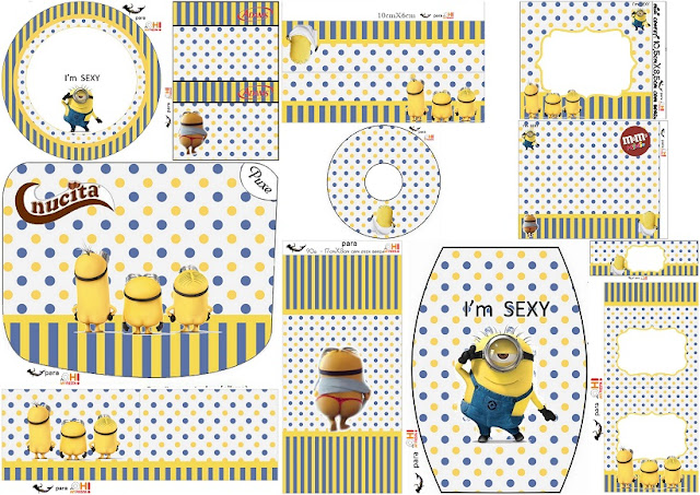 Minions Sexy: Etiquetas para Candy Buffet para Imprimir Gratis. 