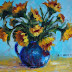 Sunflowers in Blue Pitcher Floral Still Life in Oil by AZ Artist Amy Whitehouse