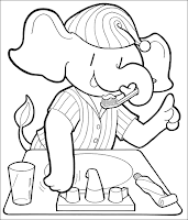 coloring  activity pages elephant brushing teeth