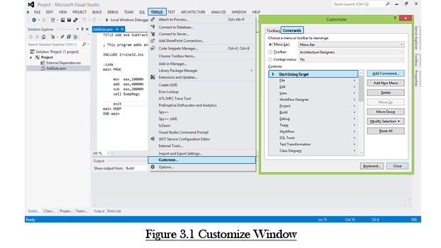 configure microsoft visual studio for assembly language