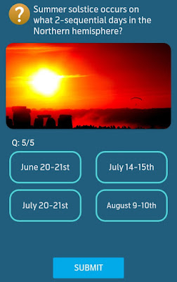 Summer solstice occurs on what 2-sequential days in the Northern hemisphere?