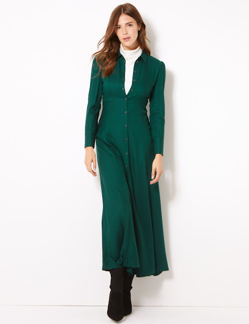 marks and spencer long sleeve shirt maxi dress