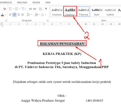 contoh cara membuat daftar isi di MS word