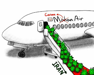 Iranska regimens flygbolagen mahan ligger bakom corona viruset spridning från kina till iran