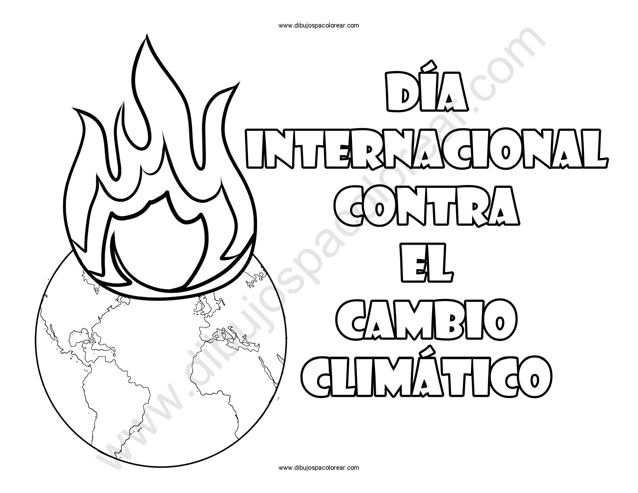 Día Internacional contra el Cambio Climático dibujo a color y para colorear