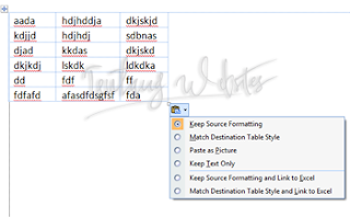 Cara copy paste tabel excel ke word