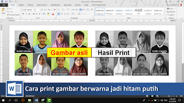 Cara mudah print Photo berwarna menjadi hitam putih di Microsoft word