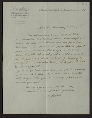 Letra manescricha de Loís Alibèrt a F. P. Raynal, sus Occitanica, fons Cirdòc